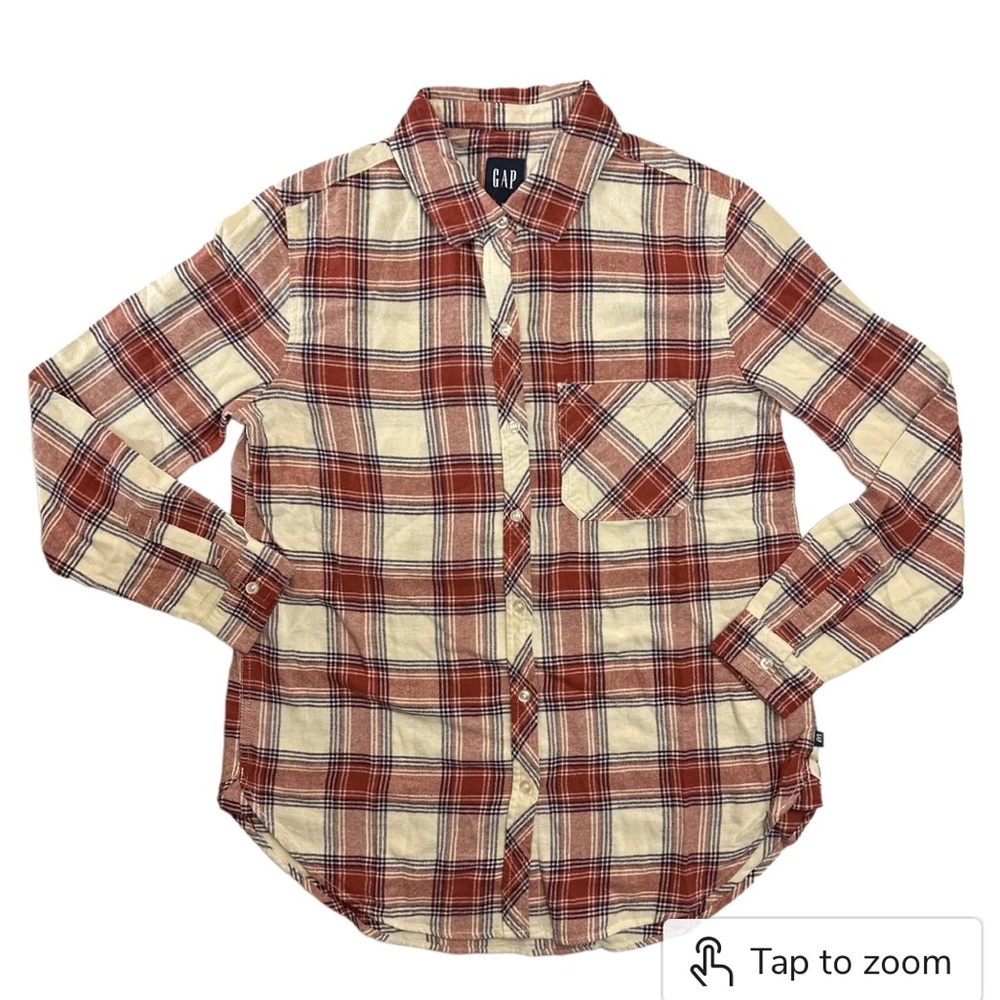 Gap Women's Relaxed Fit Flannel Shirt - SMALL - Birch Dana Plaid